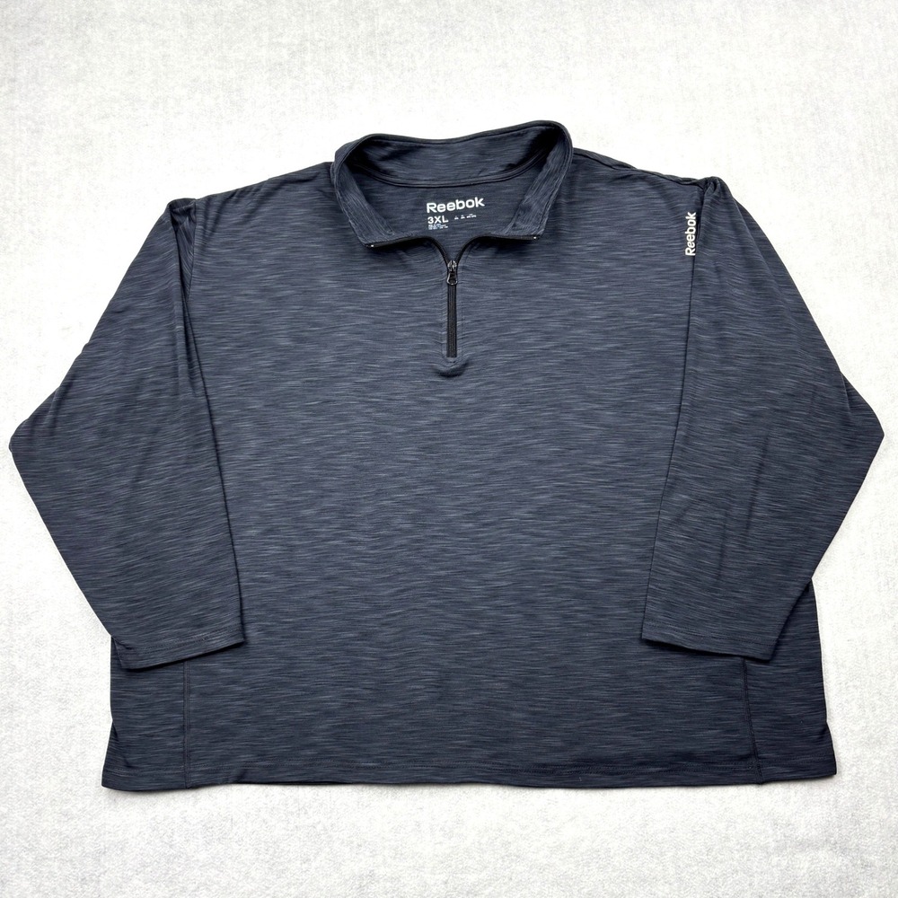 Reebok Shirt Mens 3XL Charcoal Grey Heather Space Dye 1/4 Zip Pullover VCOST1602
